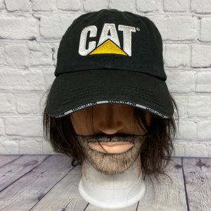 Caterpillar Hat Cap Strap Back Black Embroidered Logo Adjustable CAT Safety